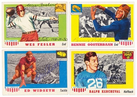 Lot Of (4) 1955 Topps All-American Signed Football Cards (JSA)